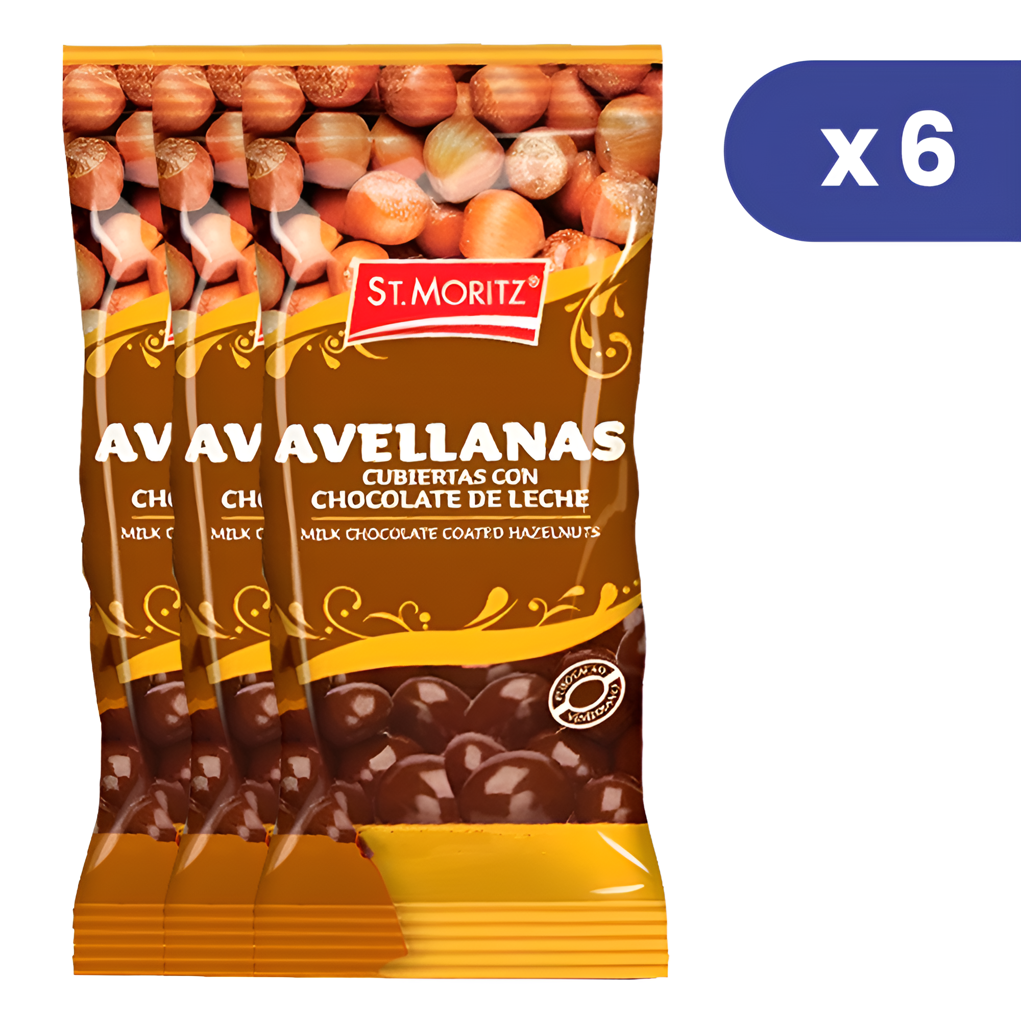 St. Moritz 6 Und x 40 gr Avellanas Cubiertas Con Chocolate De Leche