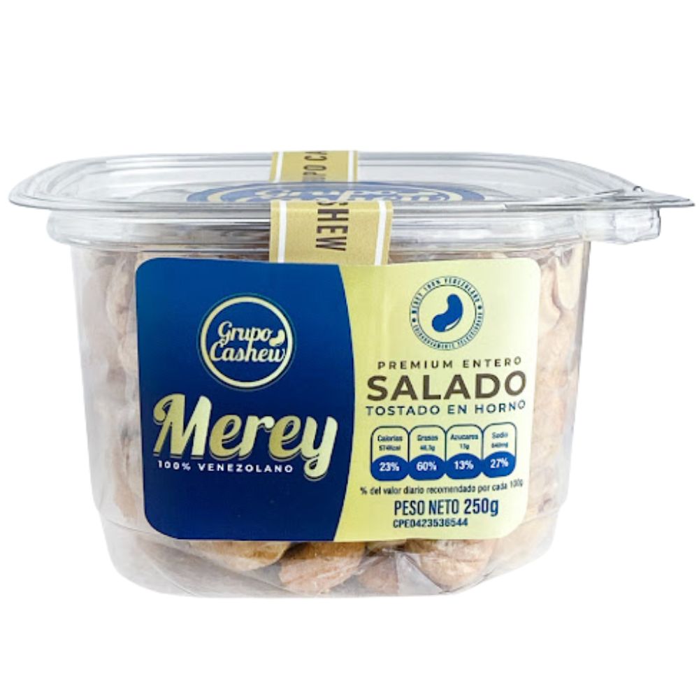 Merey Premium Entero Salado Tostado en Horno Grupo Cashew 250gr