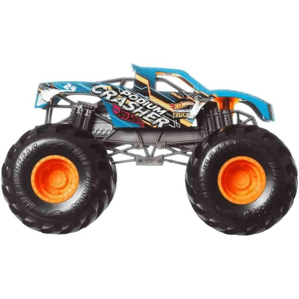 Hot Wheels Monster Trucks Oversized 1:24 Scale Metal Die-Cast Toy Truck (2024 Podium Crasher Blue)