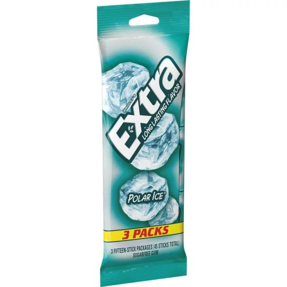 Chicle Extra Long Lasting Flavor Polar Ice 3 Packs 15und c/u