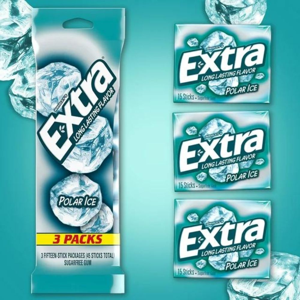Chicle Extra Long Lasting Flavor Polar Ice 3 Packs 15und c/u