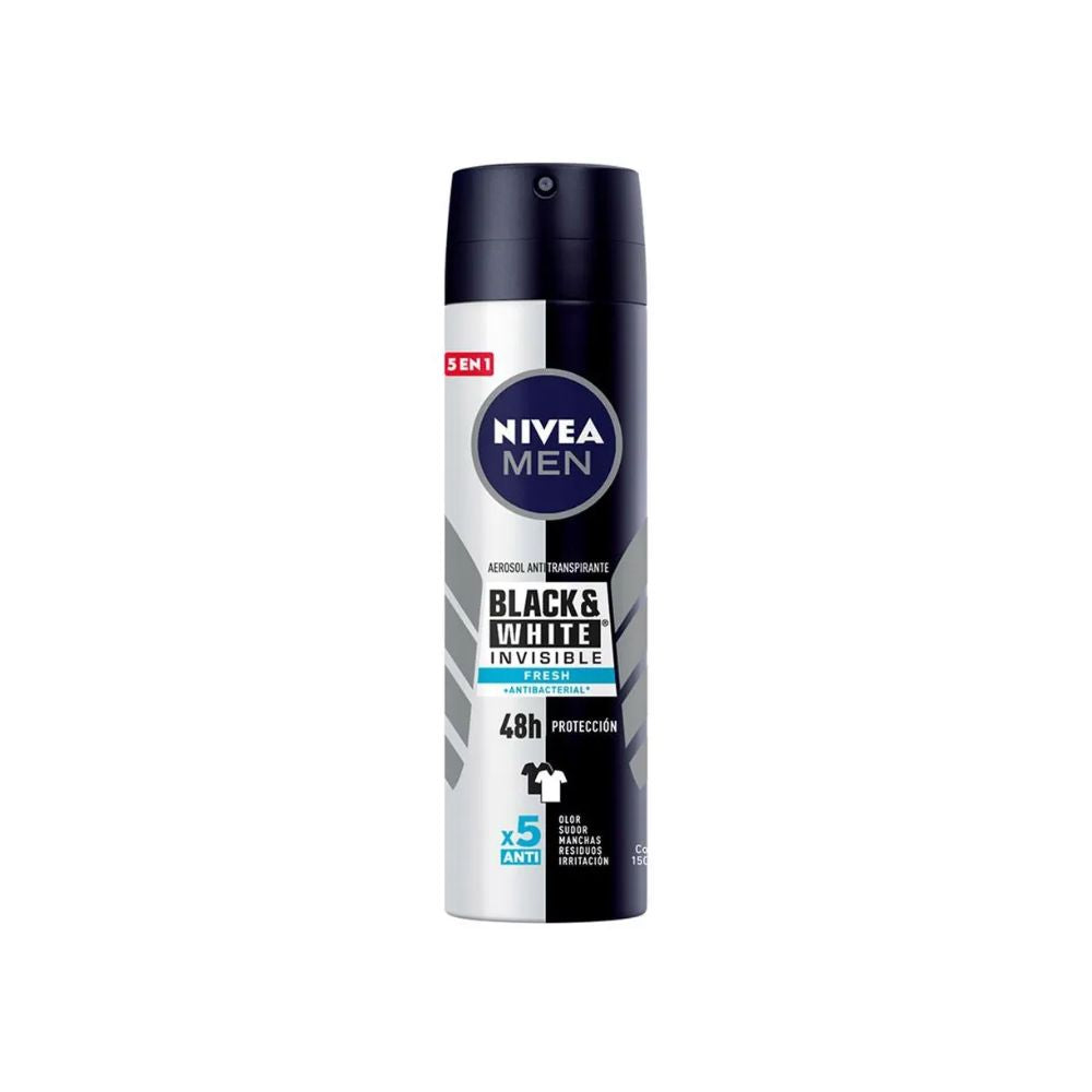 Nivea Desodorante en Aerosol Men Black&White Invisible Fresh Antitranspirante 150ml