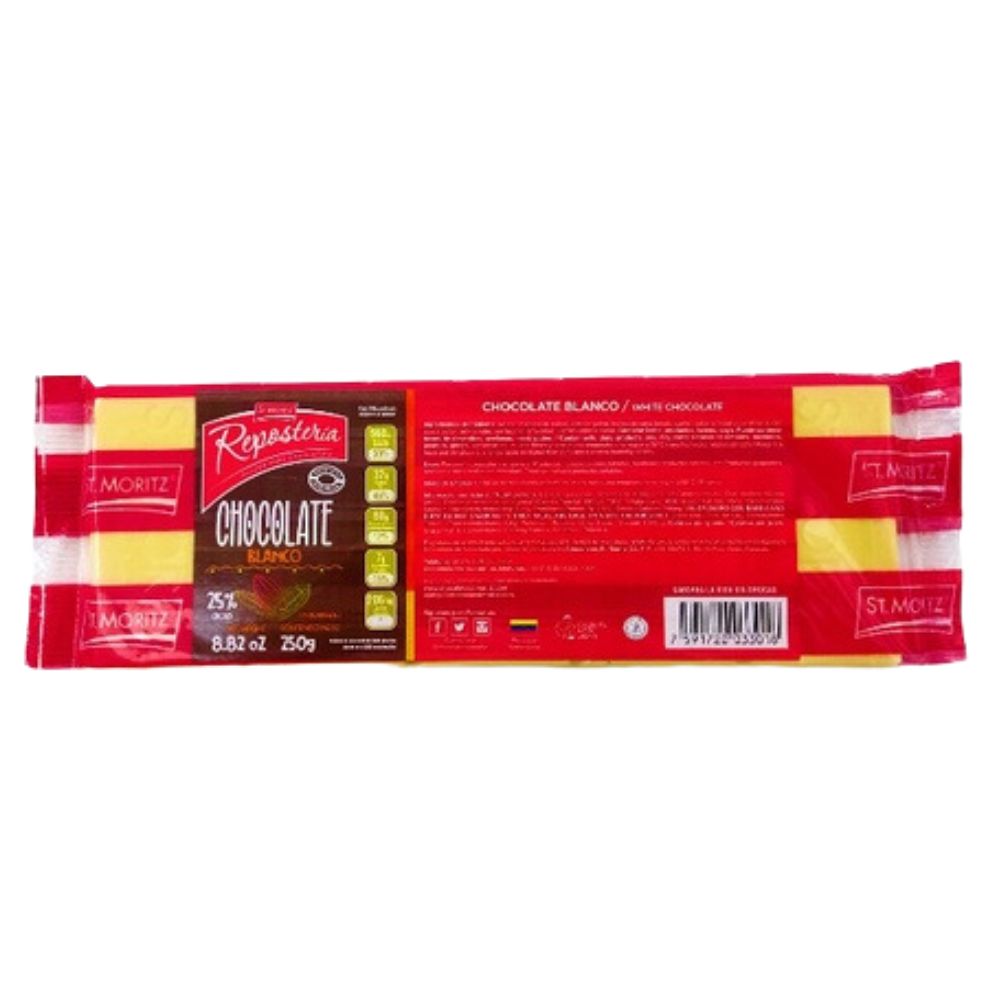 St. Moritz Reposteria Chocolate Blanco Barra de 500gr