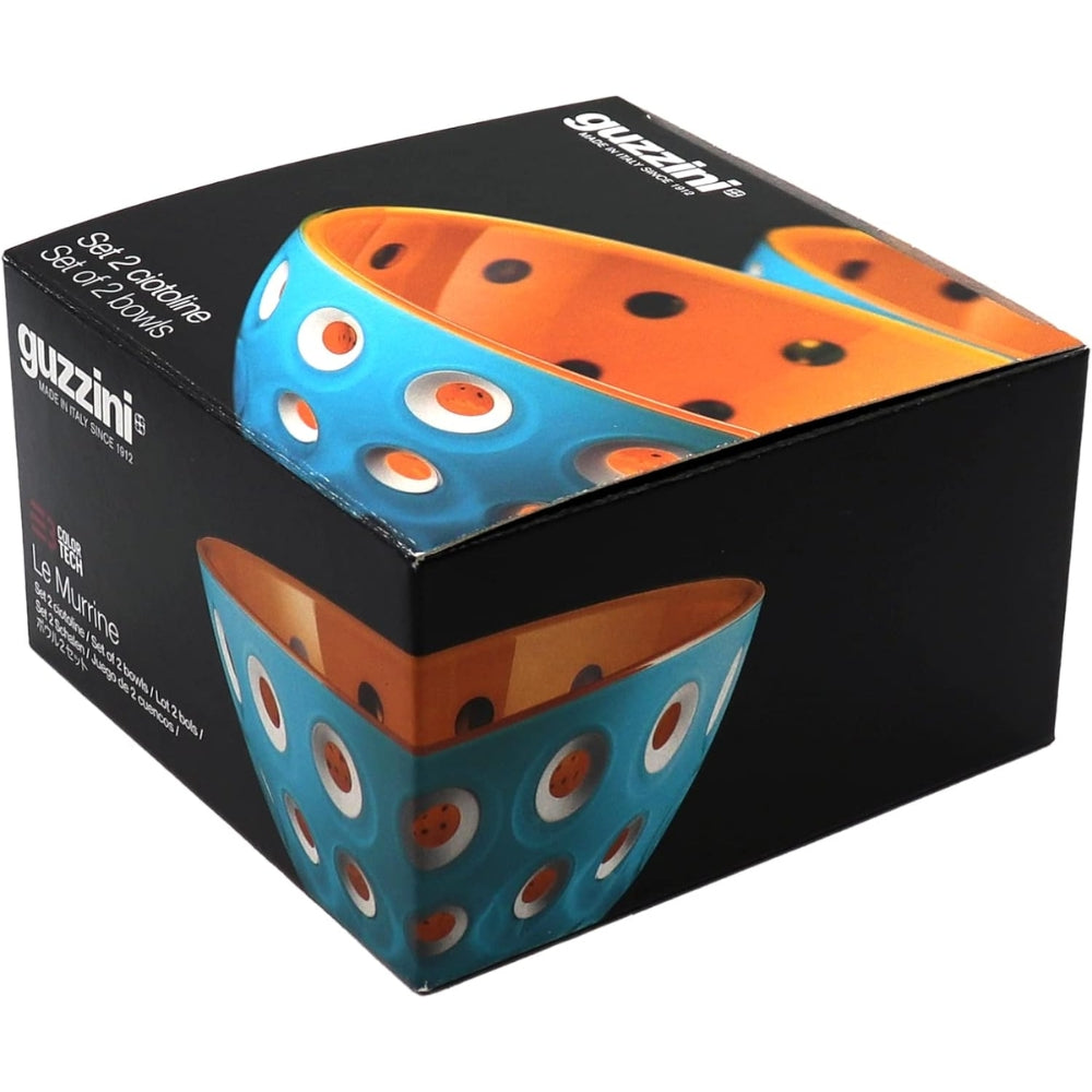 Guzzini Le Murrine Set De 2 Bowls Azul/ Blanco/Naranja