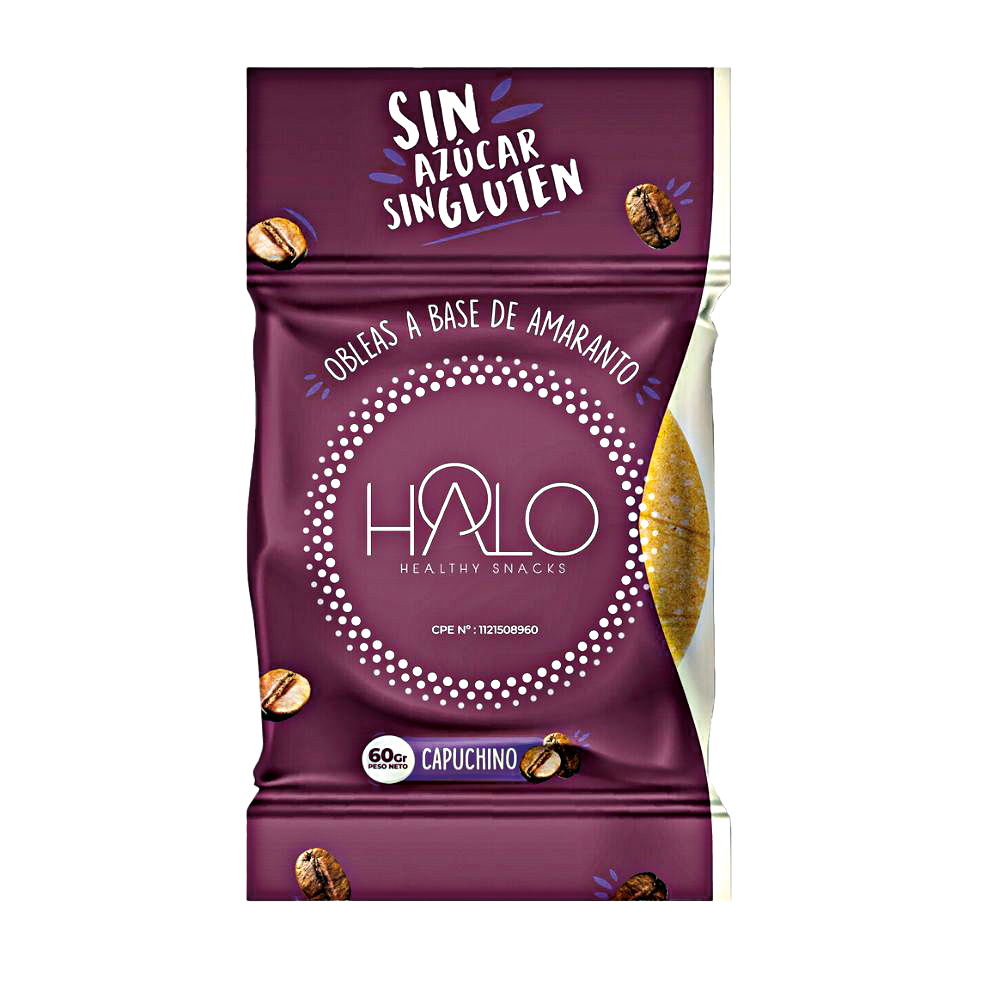 Halo Obleas de Amaranto Capuchino Sin Azúcar y Sin Gluten 60gr