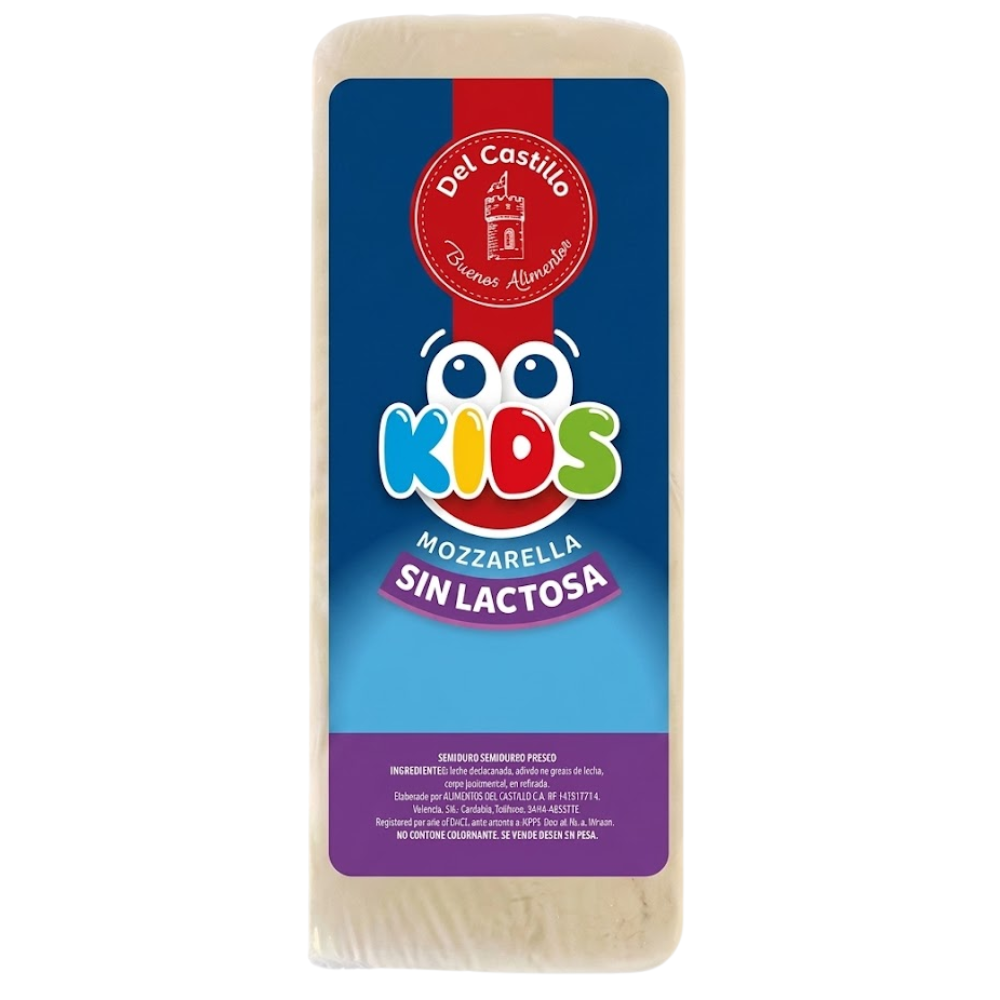 Queso Mozzarella Kids Sin lactosa Rebanado Del Castillo 2 Opciones