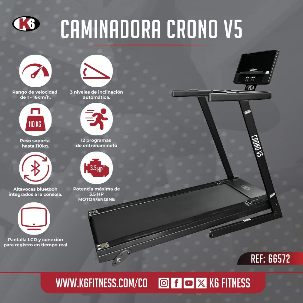 K6 Caminadora Eléctrica Crono V5