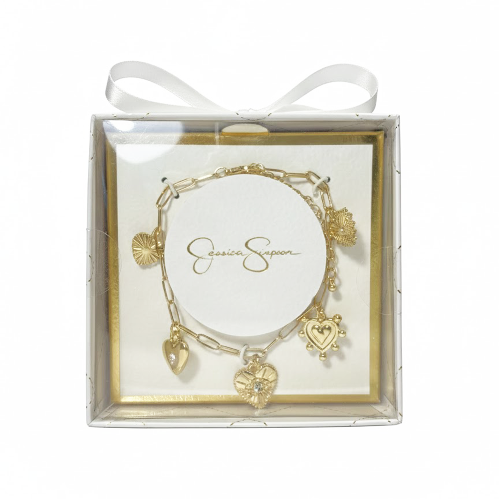 Jessica Simpson Pulsera Gold Hearts Damas