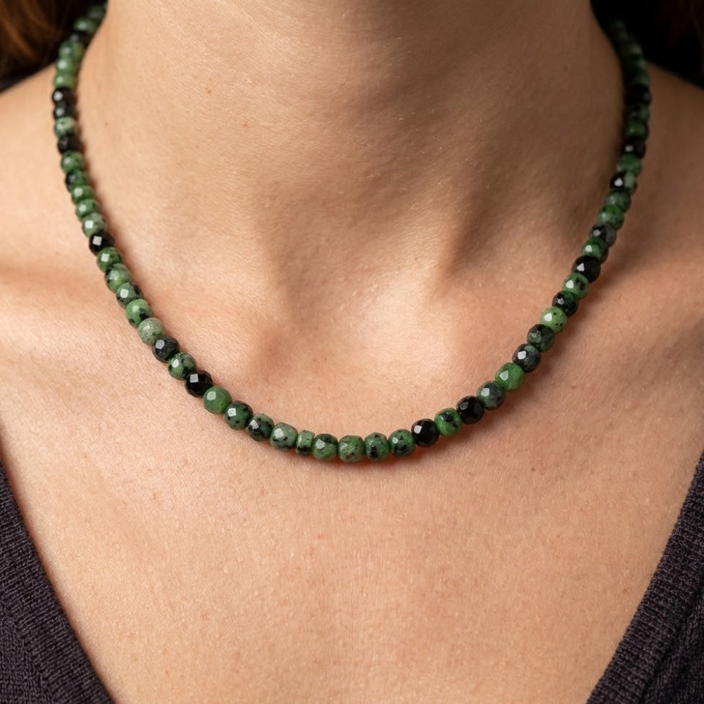H&Co Collar Cubos de Agata y Cuarzo Green