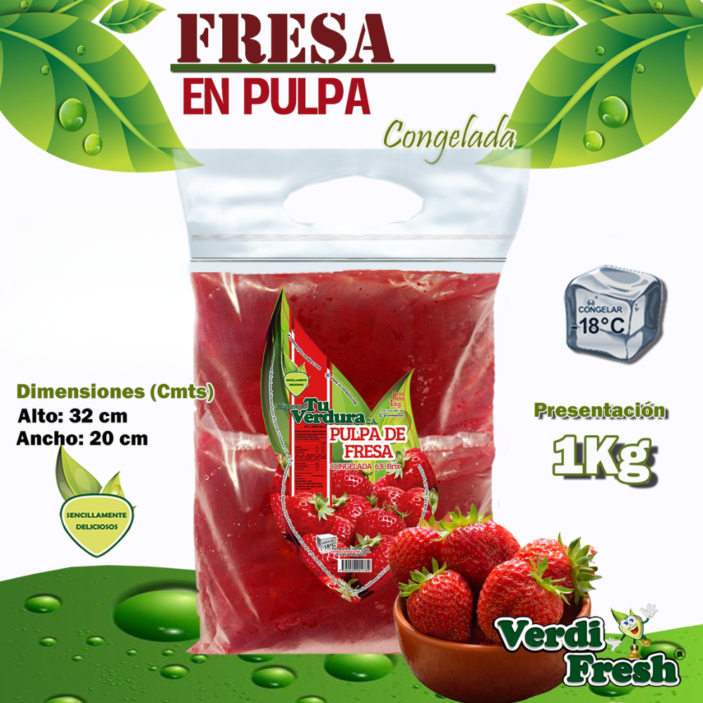 Verdi Fresh Fresa en Pulpa Congelada 1 Kilo