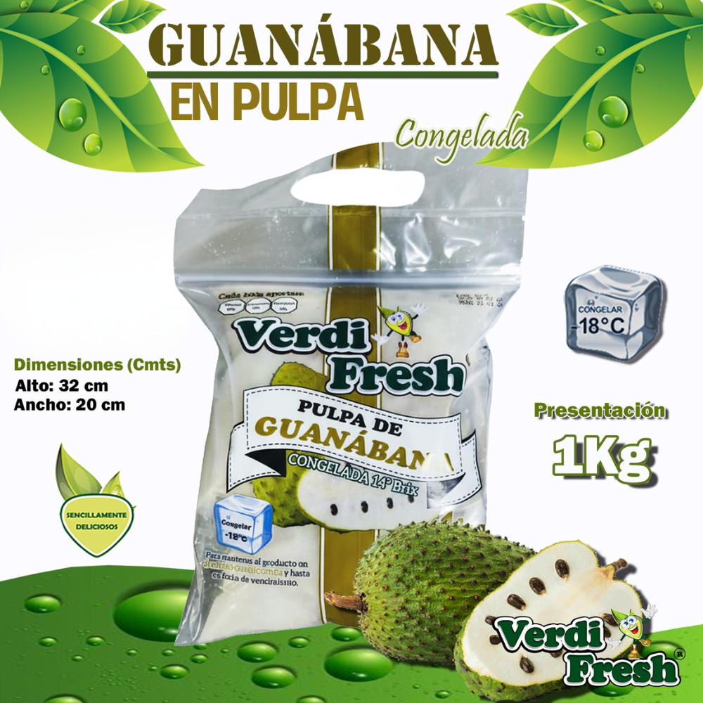 Verdi Fresh Guanabana en Pulpa Congelada 1 Kilo
