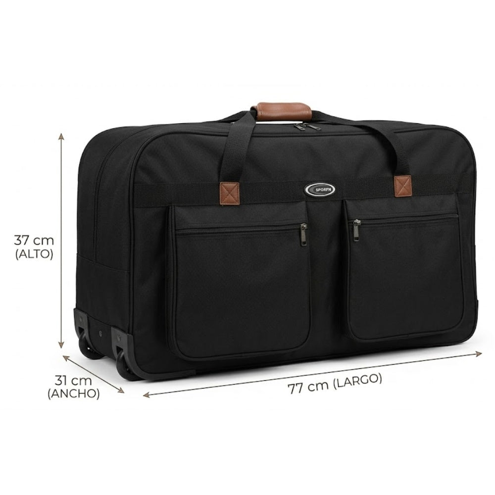Sporfh Bolso Duffel Con Dos Ruedas Color Negro