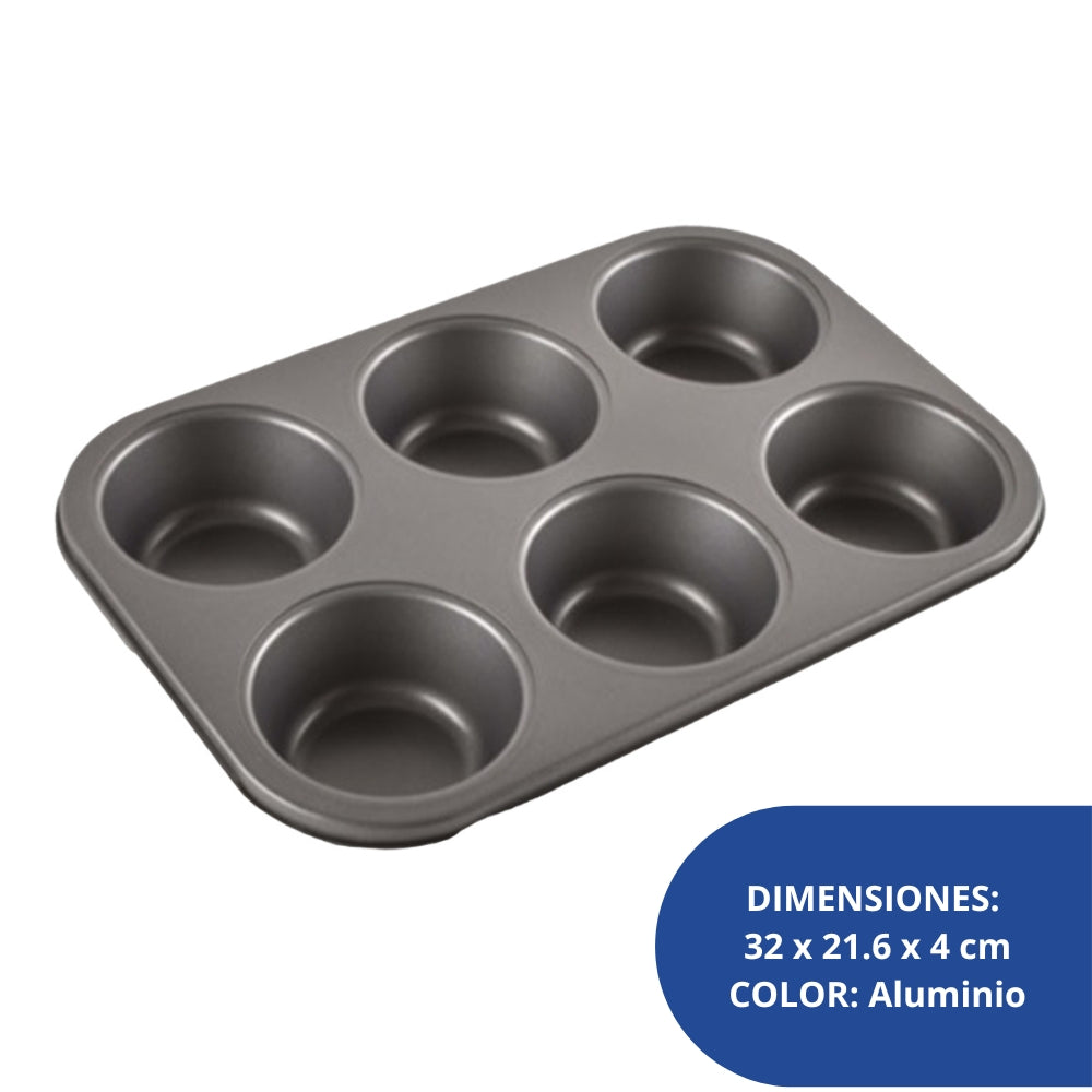 Alfa Hogar Molde Para Ponques Con Antiadherente 6Und