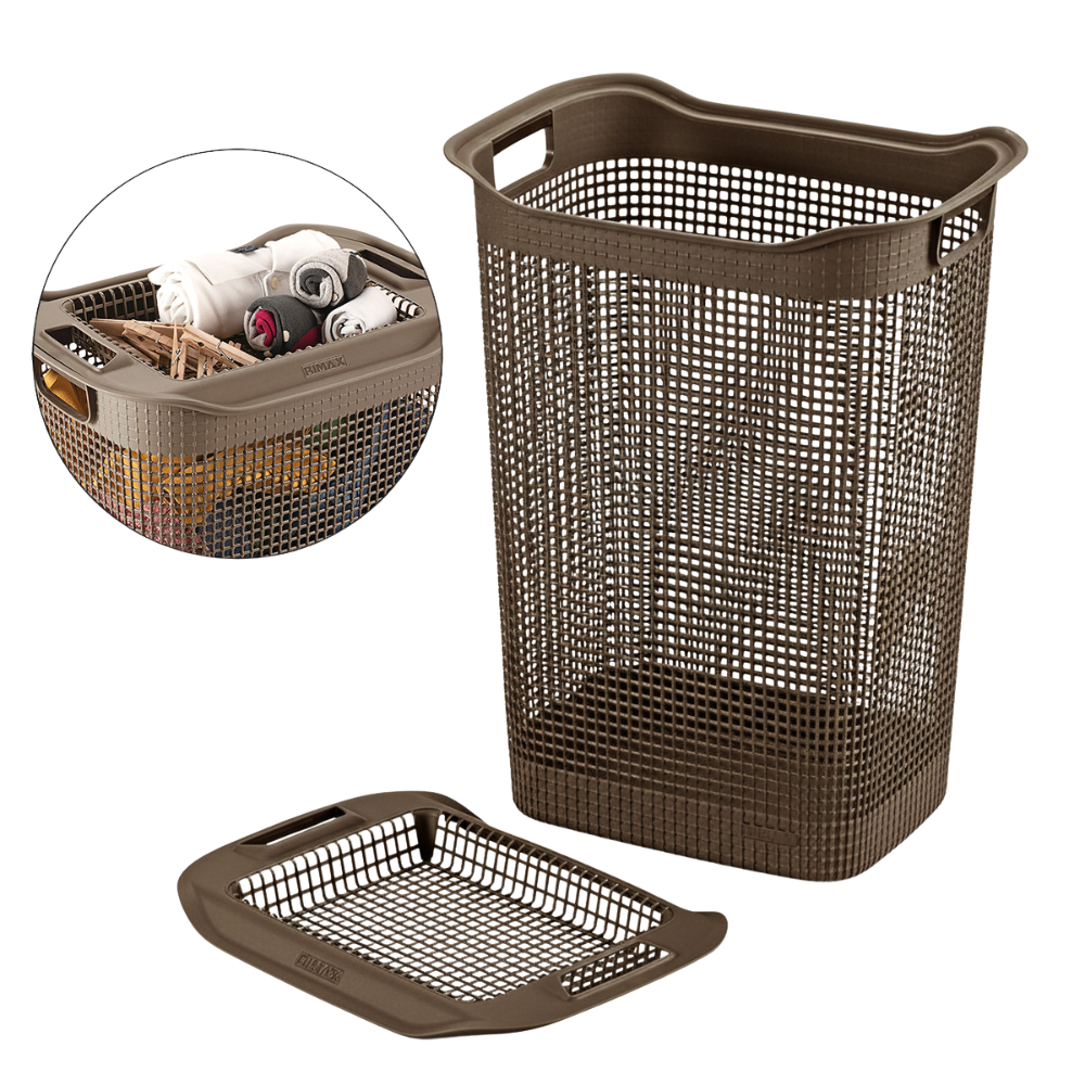 Alfa Hogar Rimax Cesta De Ropa Linum Mocca