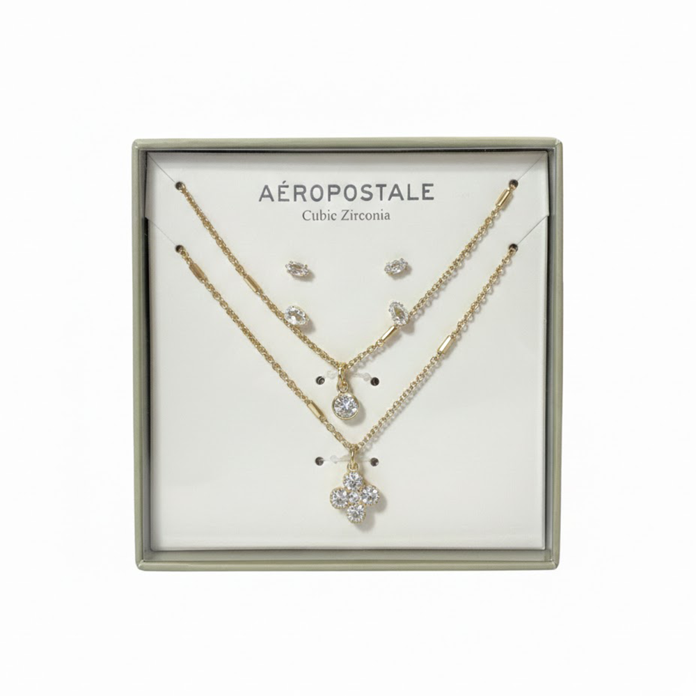 Aeropostale Set De Collar y Zarcillos Cubic Zirconia