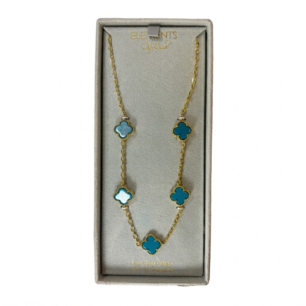Element Of Love Collar De Trebol Gold Blue
