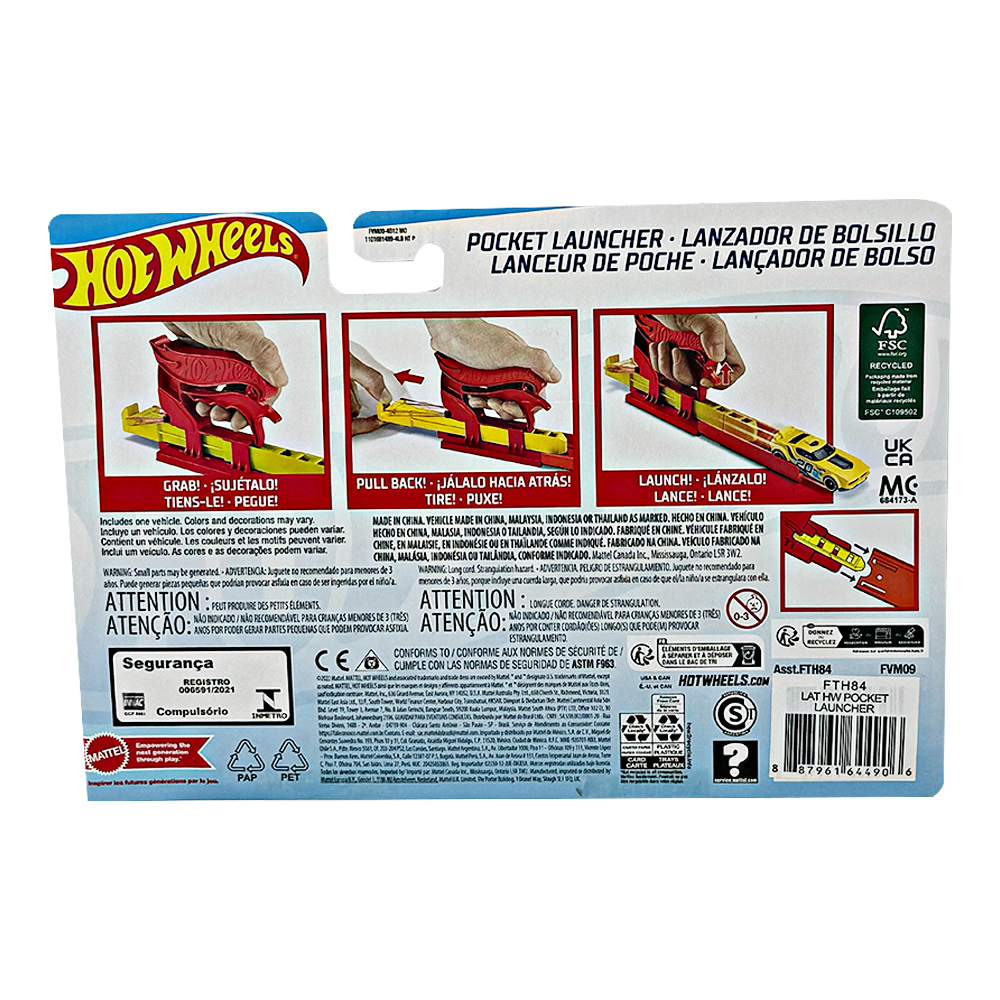 Mattel Hot Wheels Pocket Launcher & Car Rojo