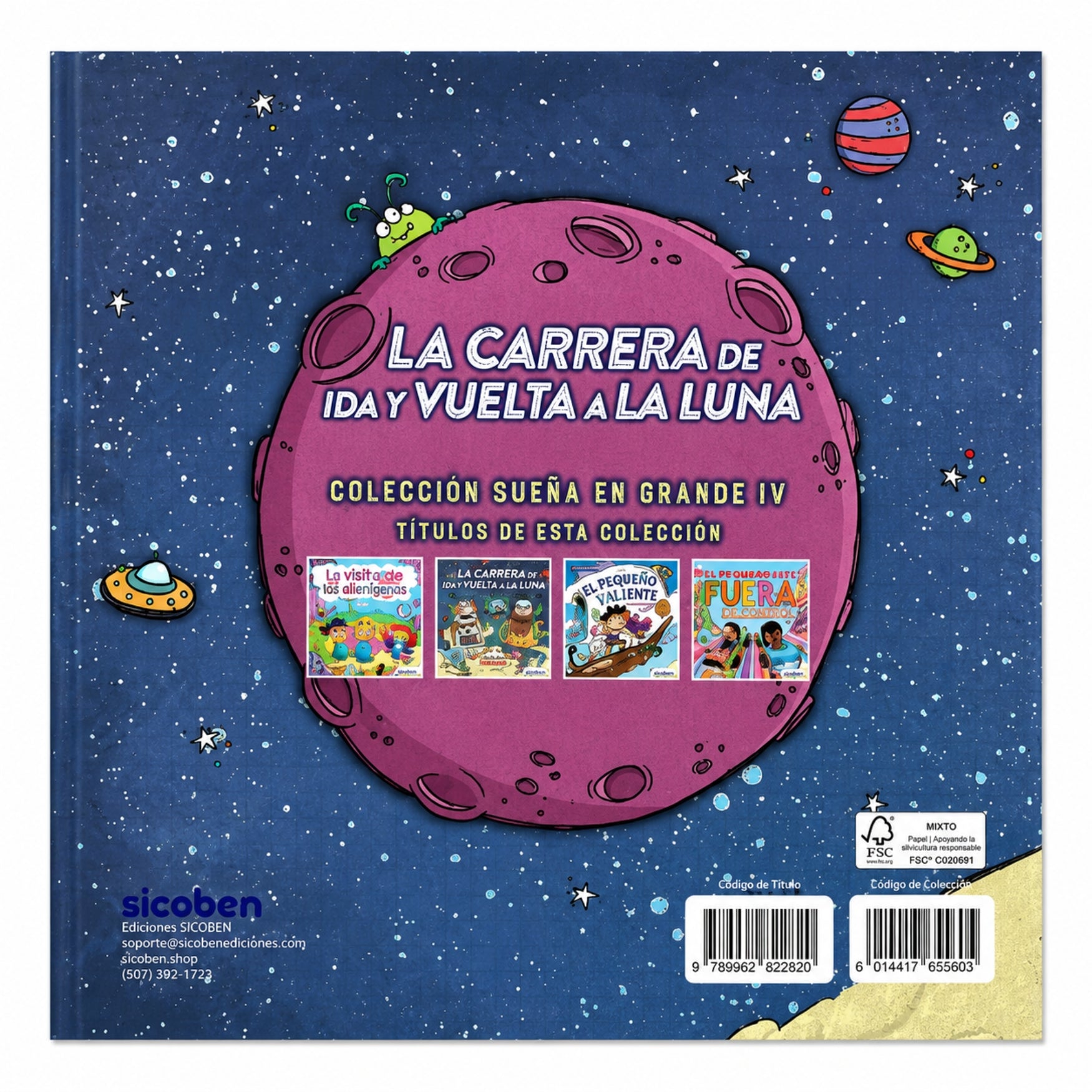 Sicoben Libro Infantil " La carrera de ida y vuelta a la luna: Una aventura espacial" Autora Hannah Campling