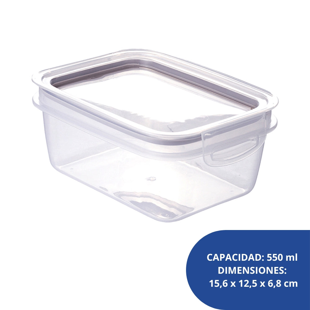 Alfa Hogar Conservador de Alimentos Rectangular con Tapa Gris 550ml