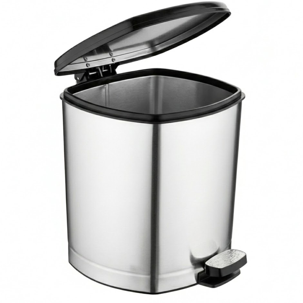 Alfa Hogar Papelera Pedal Bin Plástica Look Metal Slim 25Lt