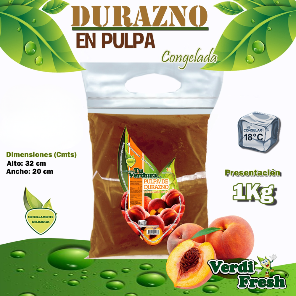 Verdi Fresh Durazno Pulpa Congelada 1 Kilo