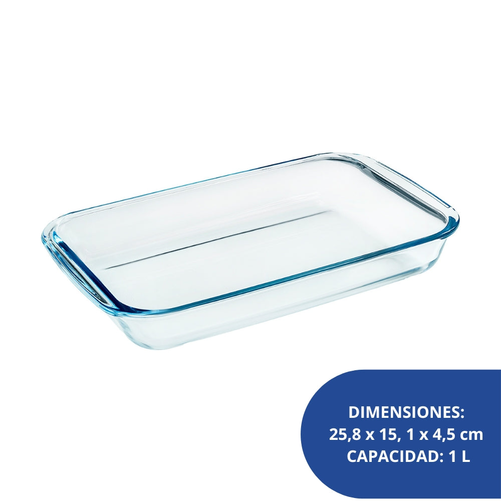 Alfa Hogar Refractario De Vidrio Borosilicato Rectangular 1Lt