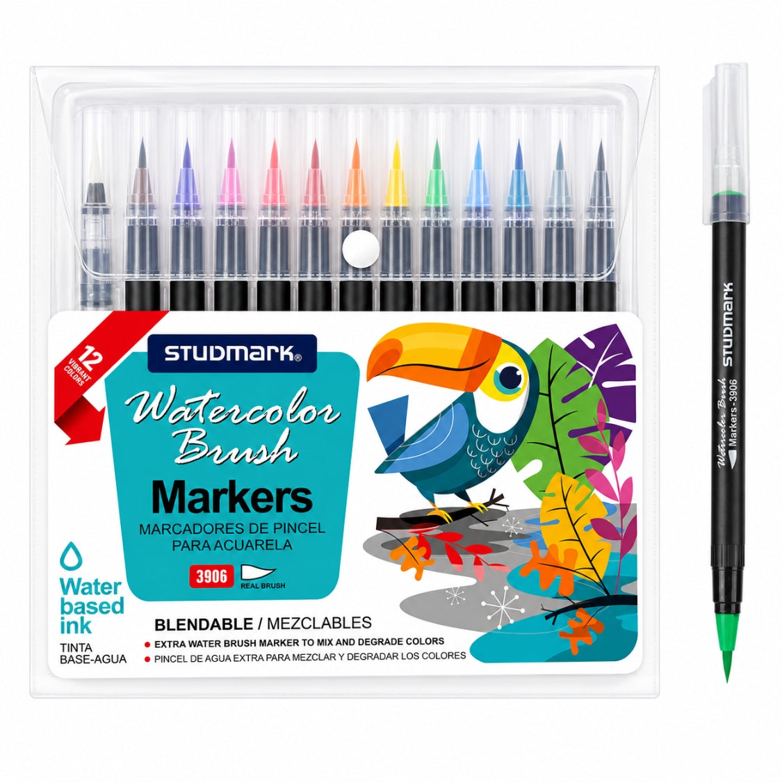 Studmark Marcadores de Pincel para Acuarela 12 Colores