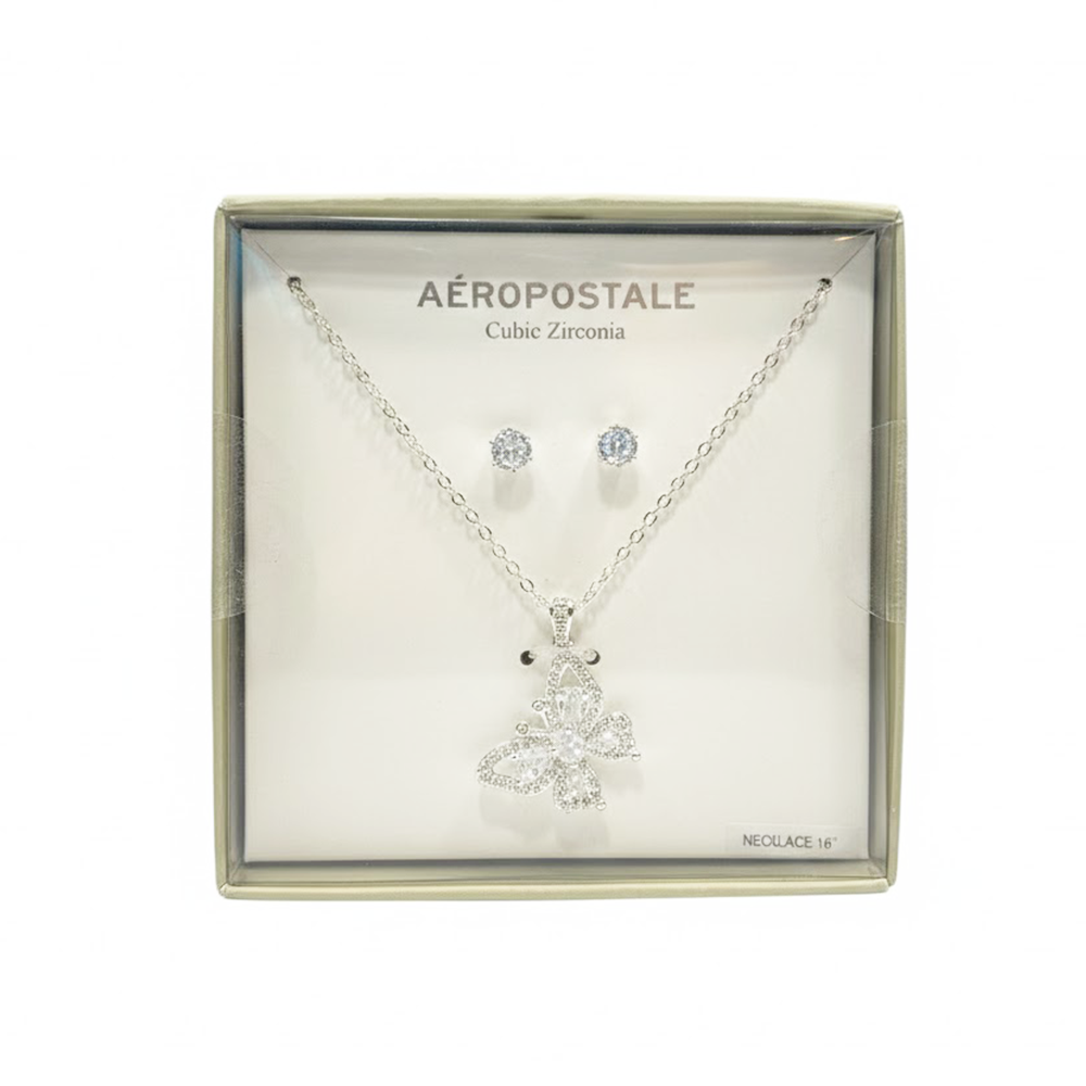 Aeropostale Set De Collar y Zarcillos Mariposa