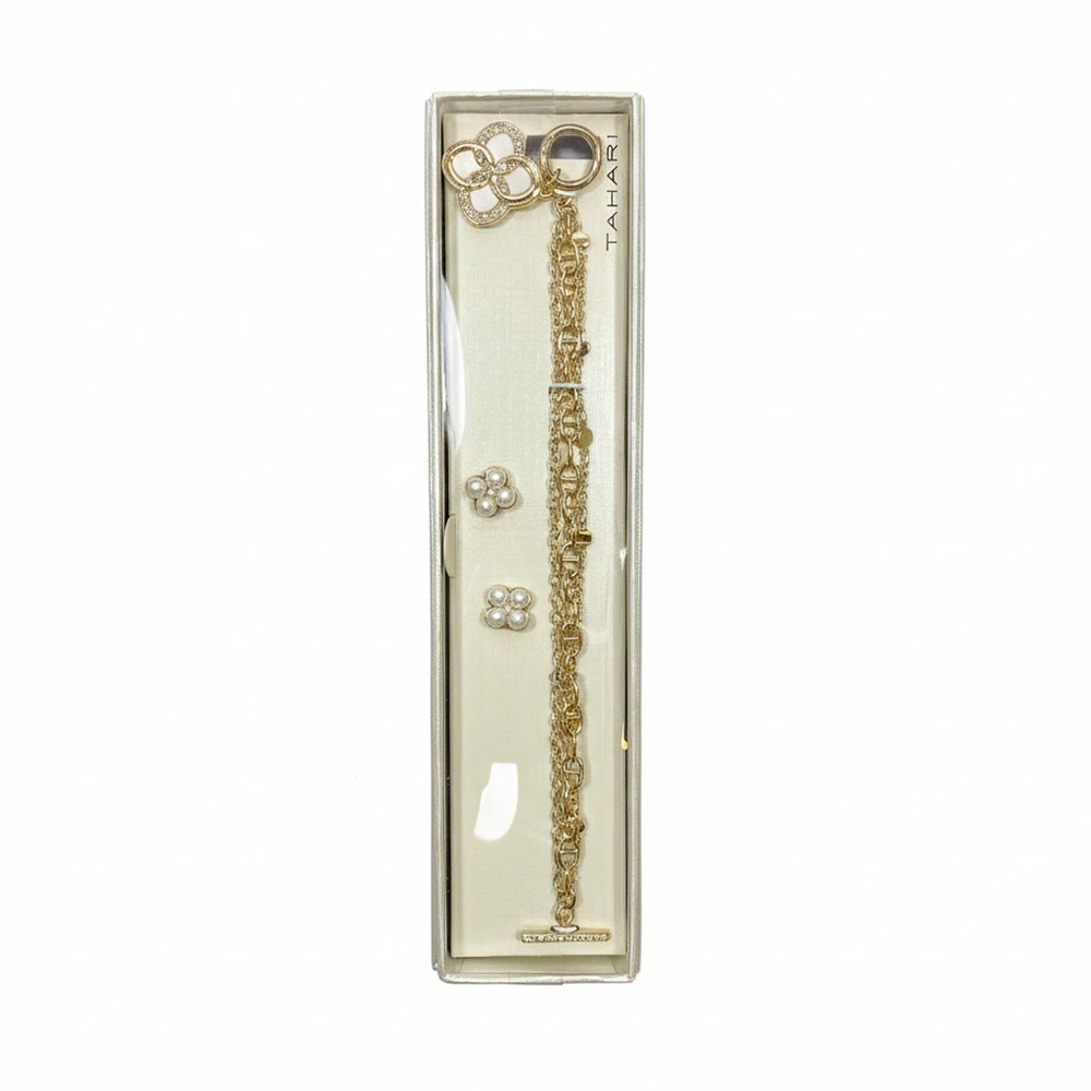 Tahari Set De Pulsera y Zarcillos Dorados