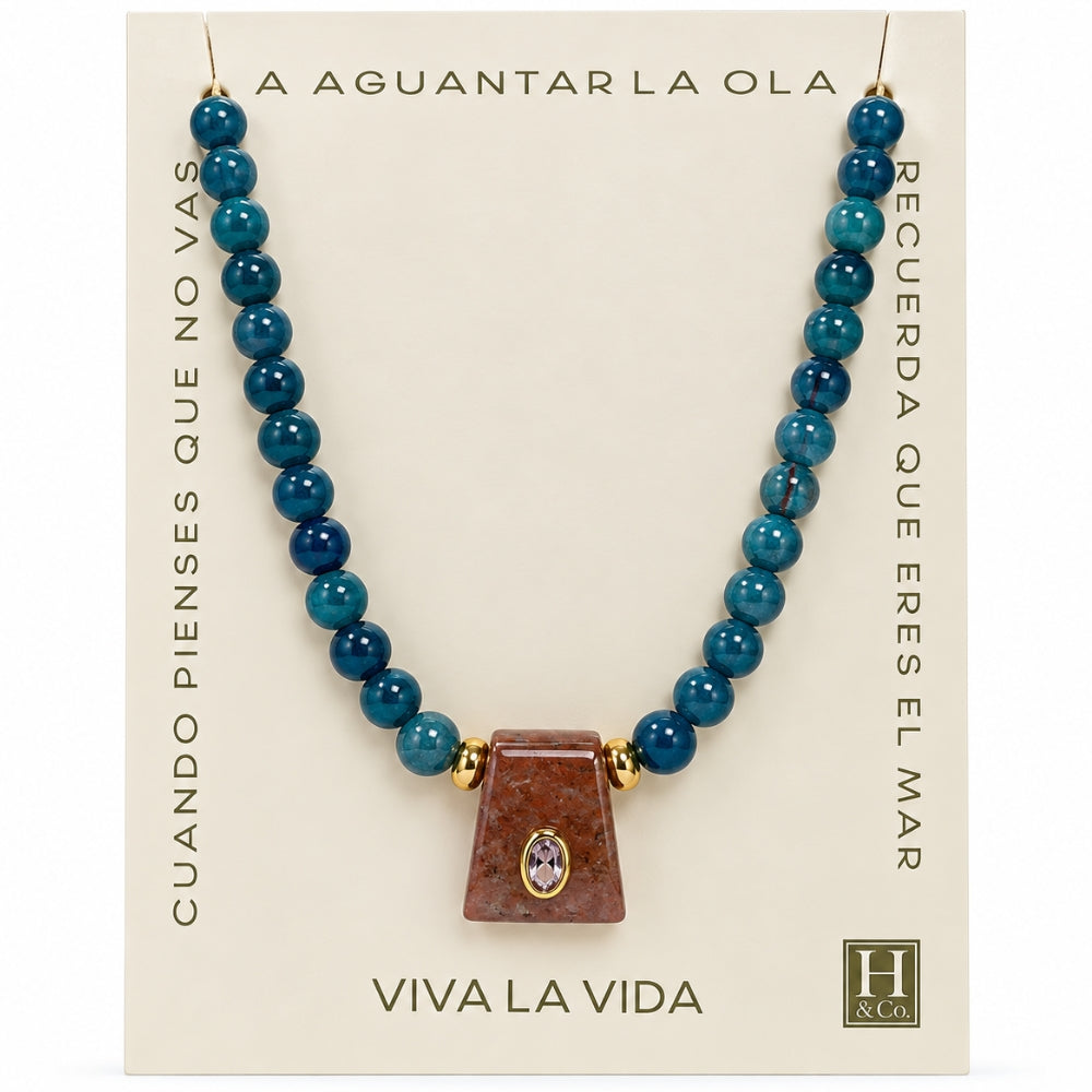 H&Co Collar Ajustable Para Damas Kans Cuarzo Rosado