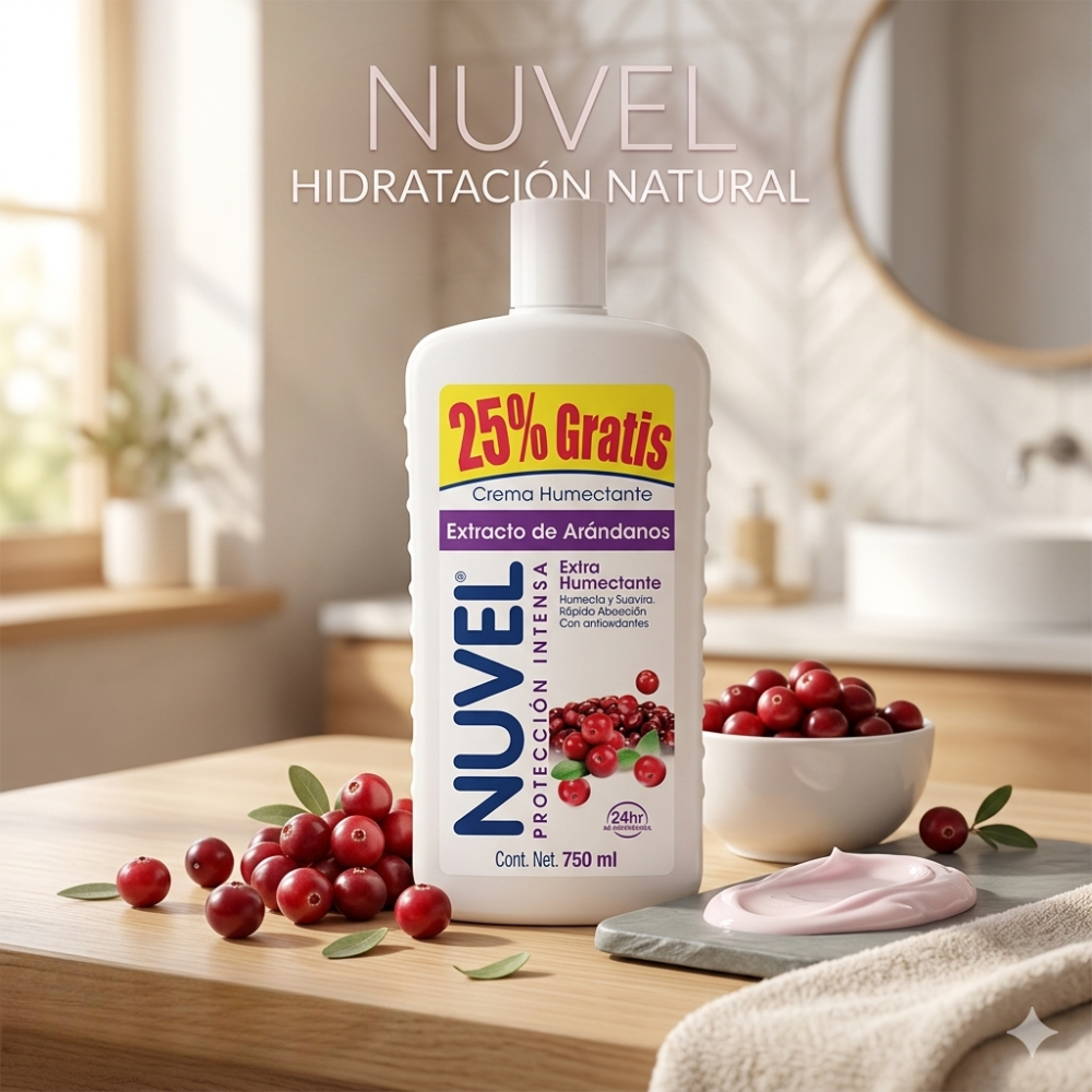 Nuvel Crema Corporal Proteccion Intensa Extracto De Arandanos "Extra Humectante" 750ml