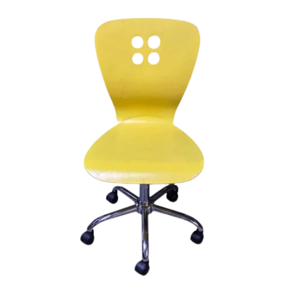 Silla para Niños de Madera Color Amarillo con Ruedas