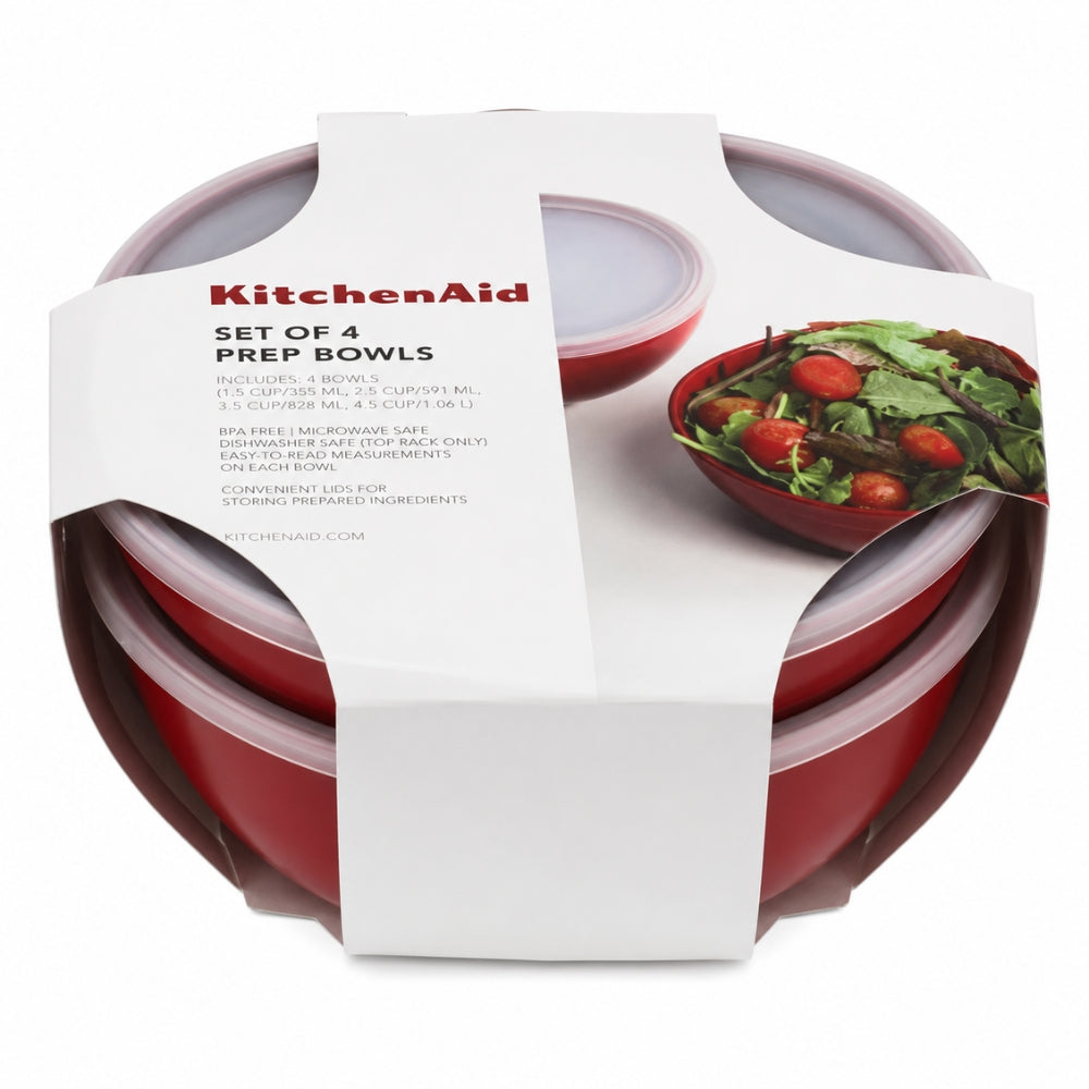 KitchenAid Juego de 4 Bowls con Tapas Color Rojo