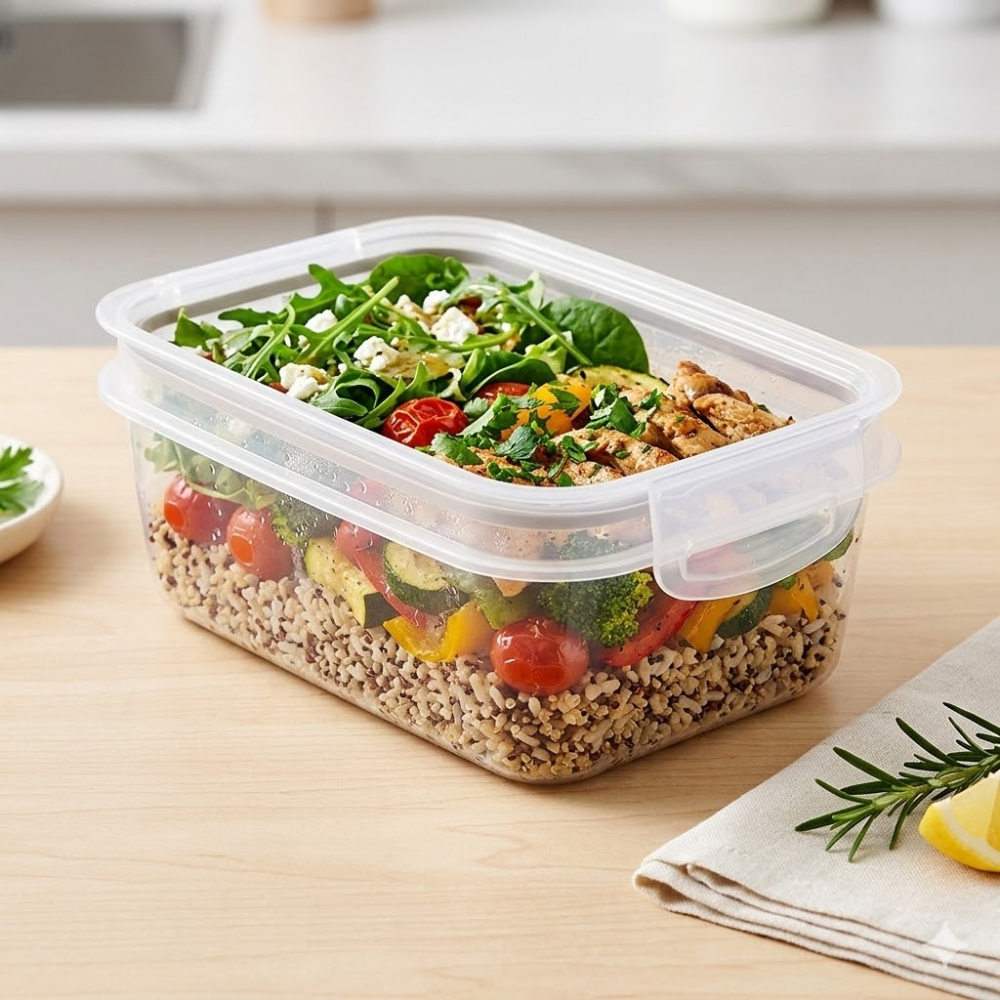 Alfa Hogar Plasutil Recipiente Traba Más Rectangular Color Gris 360ml