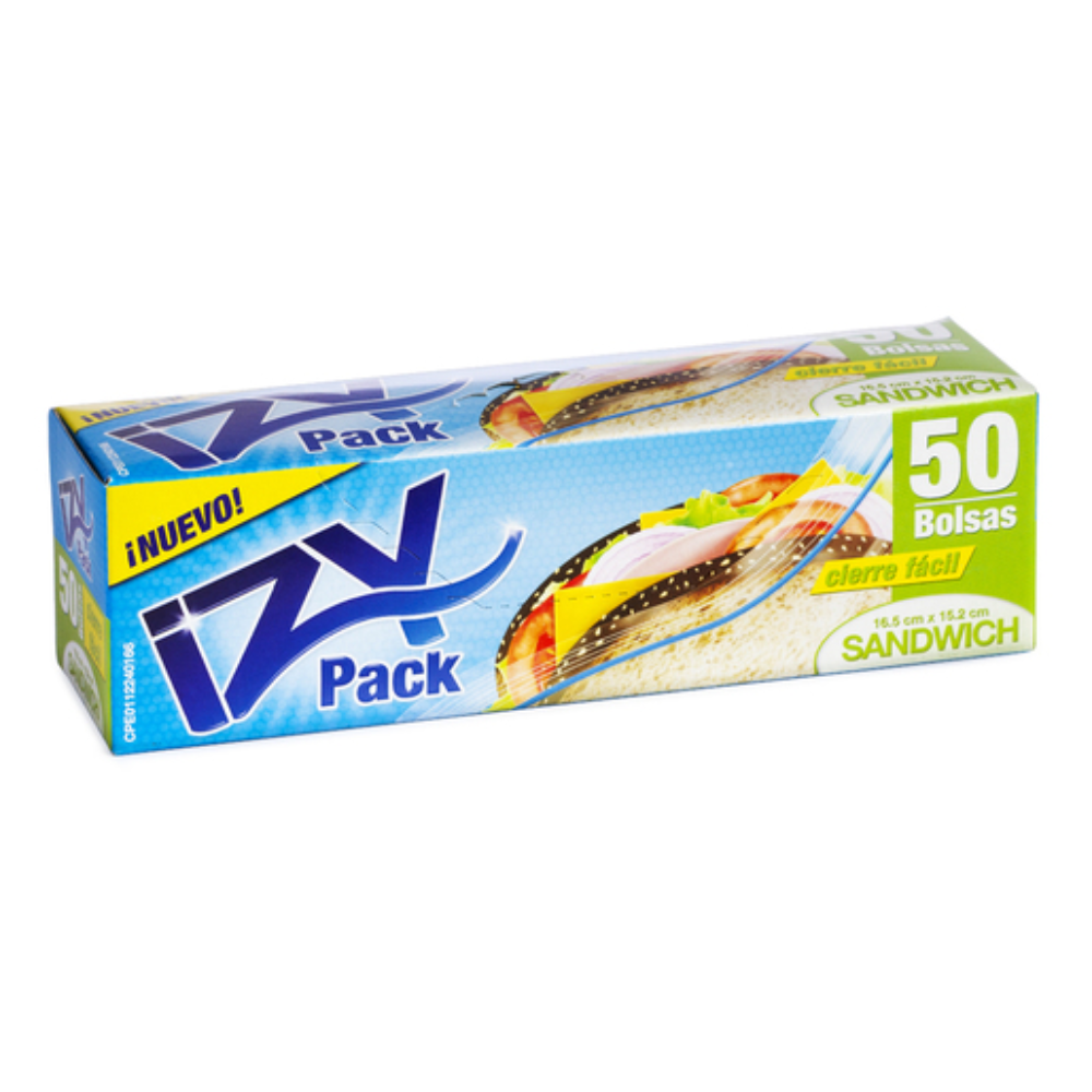 Izy Pack Bolsas Para Sandwich Cierre Fácil 16.5cm x 15.2 50UNd