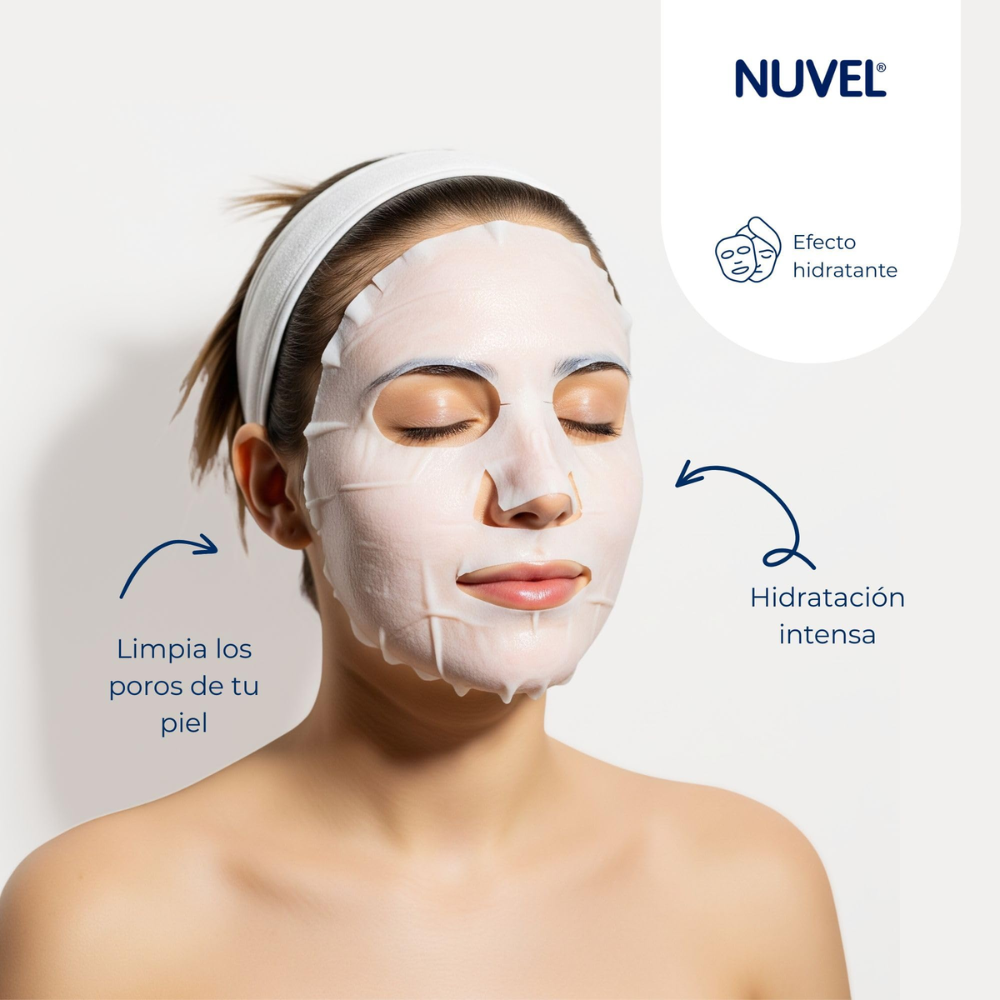 Nuvel Mascarilla Facial En Tela Colágeno Hidrolizado Y Pepino "Hidratación Intensa" 1Und