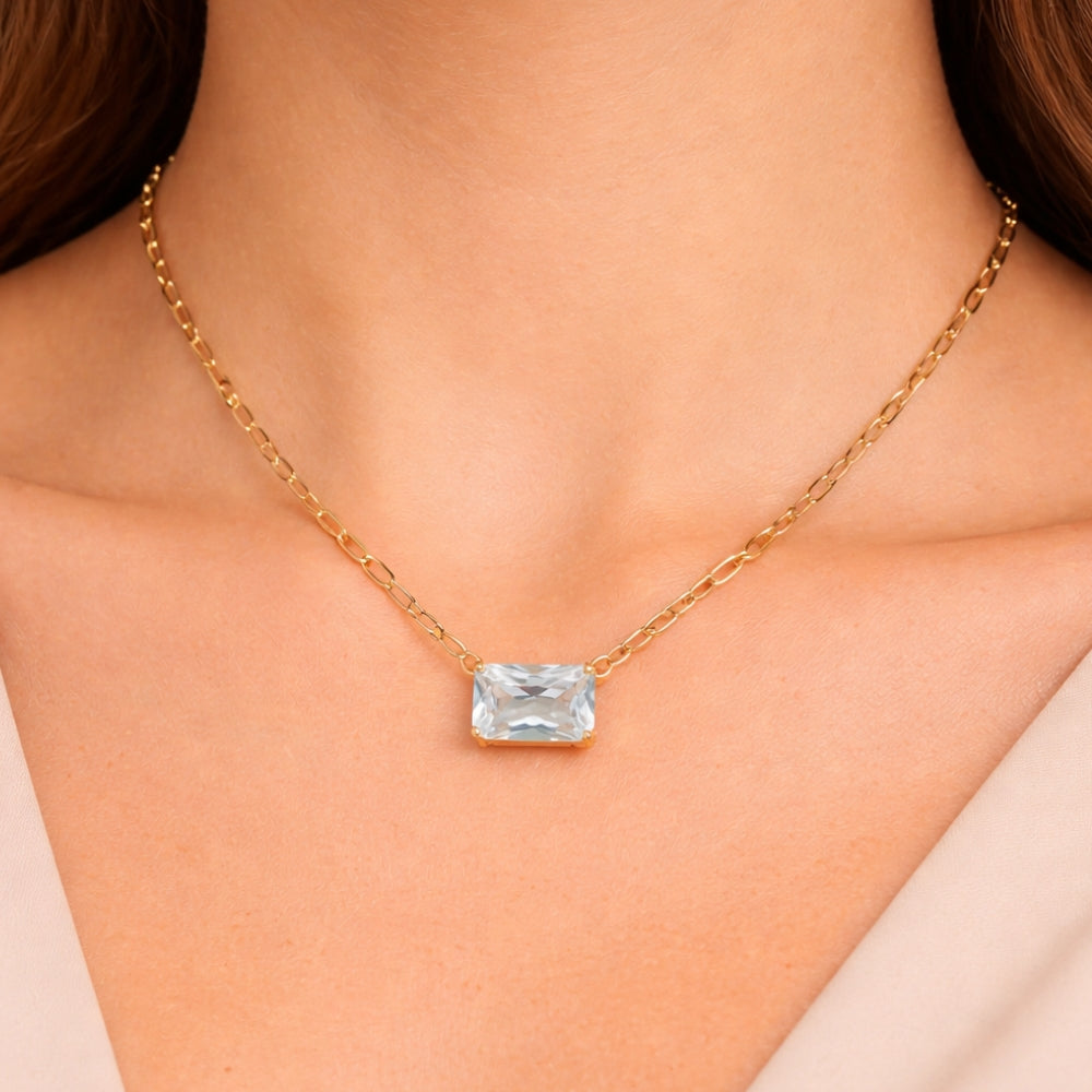 H&Co Collar de Cadena con Dije Brillante White