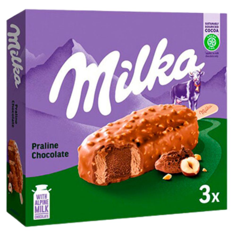 Milka Helado Bombon Praline Avellana Paletas 3 Und