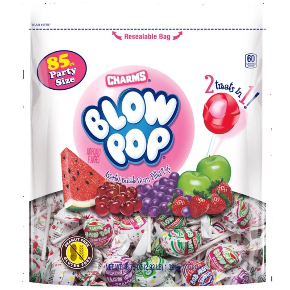 Chupetas Blow Pop Assorted Bubble Gum Filled Pops 1.32kg