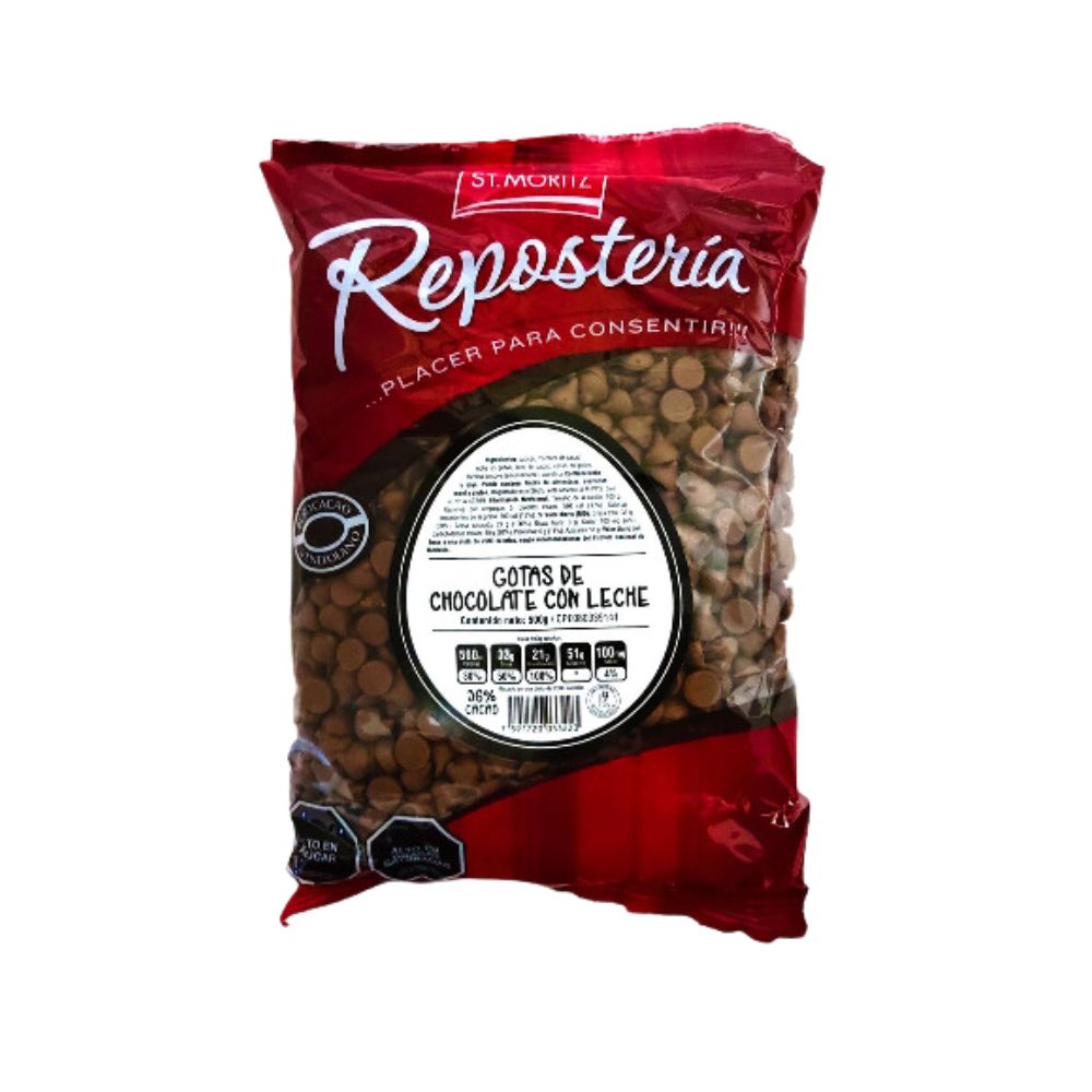 St. Moritz Reposteria Gotas 3500 de Chocolate con Leche 500gr