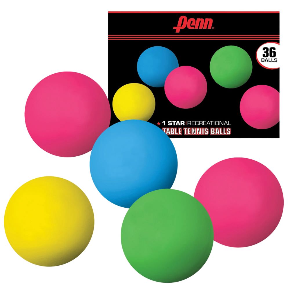 Pelotas para Ping Pong Penn 40mm 1-Star White Box of 36 de Colores