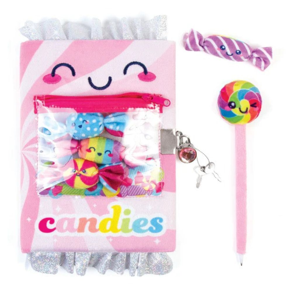 3C4G Diario De Bolsillo Con Cierre De Peluches De Caramelo y Bolígrafo 6+ 6Pzs
