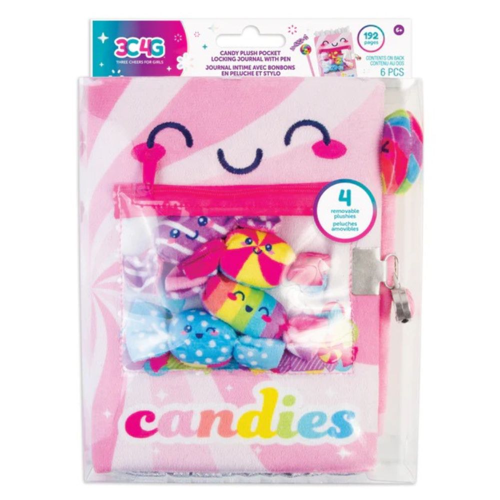 3C4G Diario De Bolsillo Con Cierre De Peluches De Caramelo y Bolígrafo 6+ 6Pzs