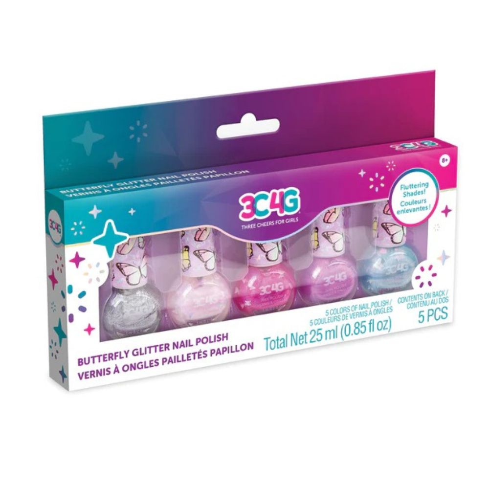 3C4G Esmalte De Uñas Con Purpurina De Mariposas 8+ 5Pzs