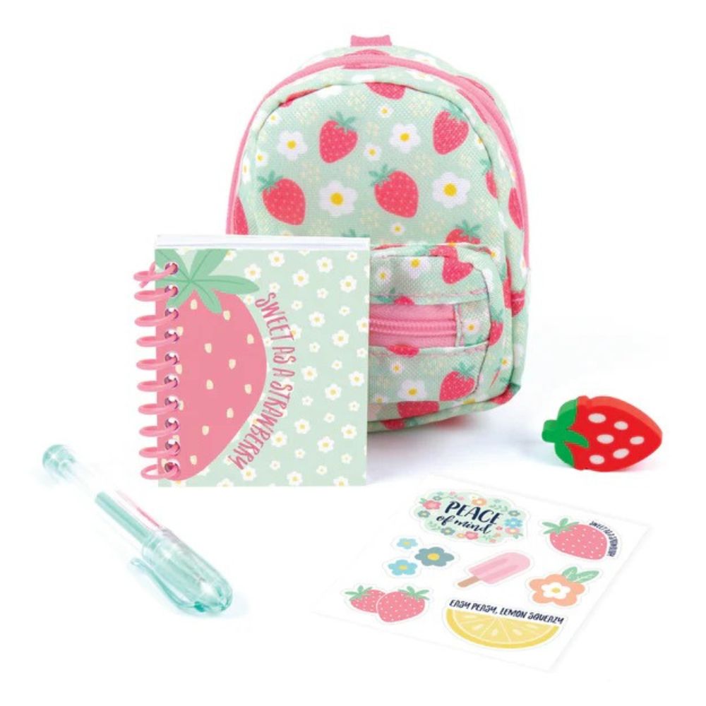 3C4G Mini Backpack With Stationery Fresa 8+ 5Pzs