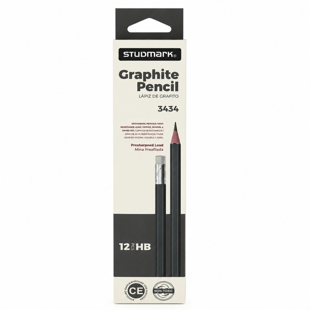 Studmark Caja Lapiz Gris Grafito HB 12 Unidades