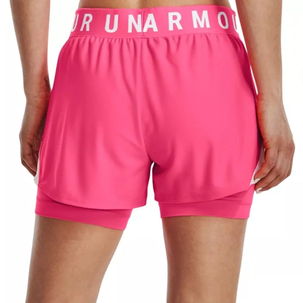 Under Armour Short Deportivo Play Up 2 en 1 Para Damas Color Rosa