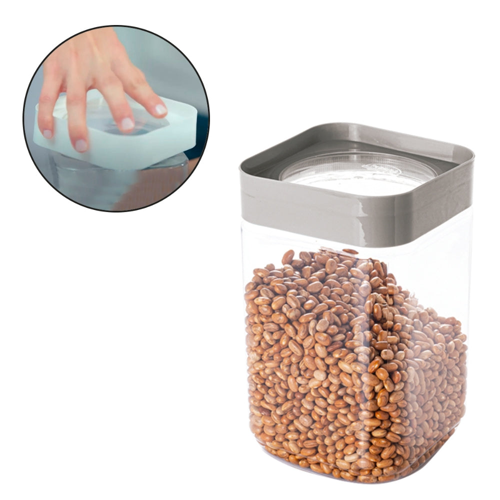 Alfa Hogar Recipiente Hermético Cuadrado con Tapa Color Gris 2L