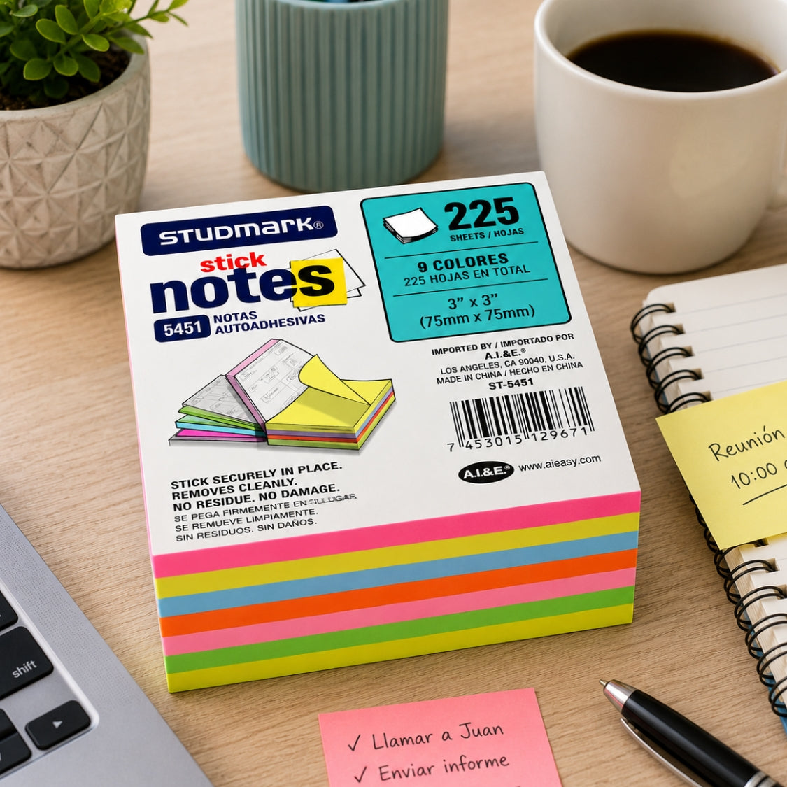 Studmark Notas Adhesivas 7.5 x 7.5 cm 225 hojas