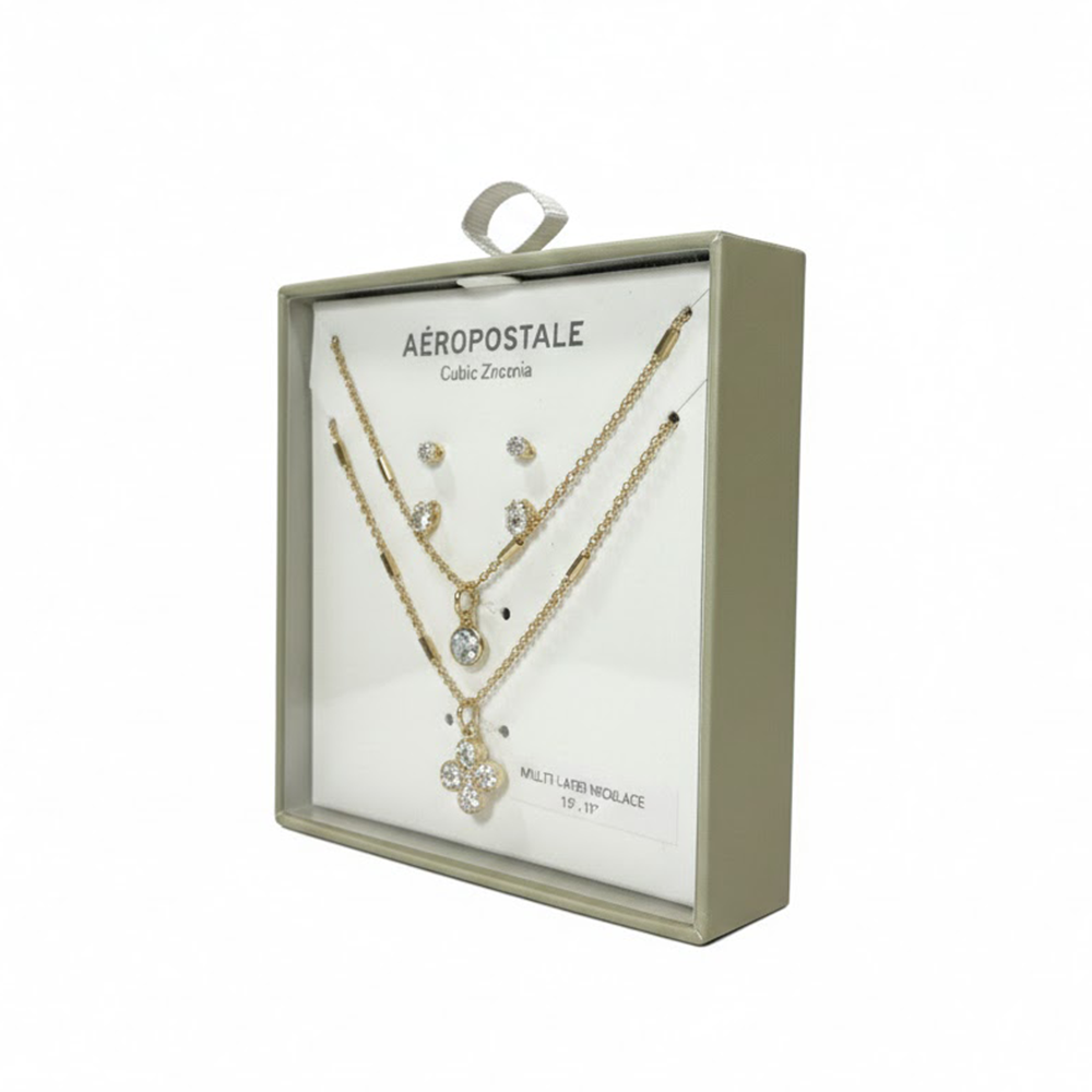 Aeropostale Set De Collar y Zarcillos Cubic Zirconia